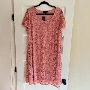 Lane Bryant Lace Floral Dress Womens Size 18/20 Pink Flutter Sleeve New with Tag